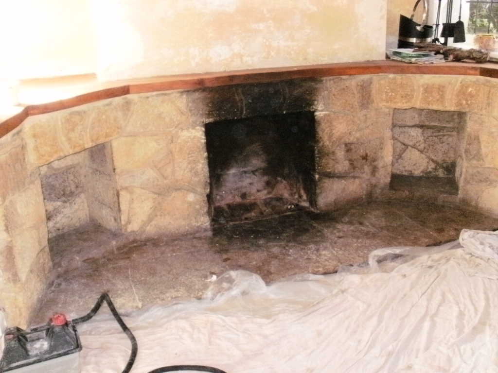 Canford Cliffs Stone Fireplace Before Cleaning
