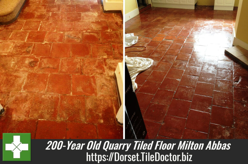 200 year old Quarry Tiled Floor Restored in Milton Abbas