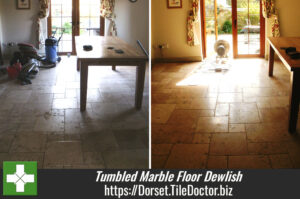 Cleaning a Tumbled Marble floor in Dewlish near Dorchester