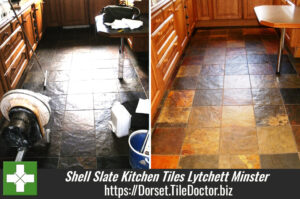 Cleaning and Sealing Shell Slate Kitchen Tiles in Lytchett Minster