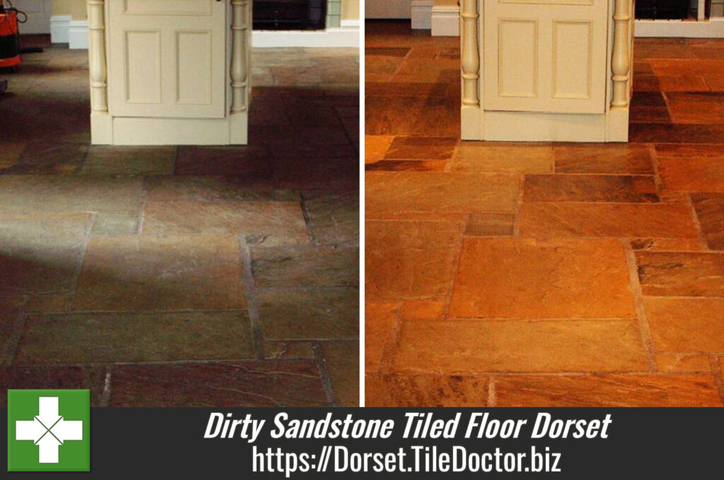 Cleaning and Sealing a Dirty Sandstone Tiled Floor in Dorset