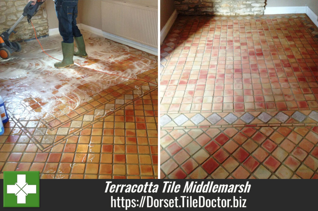 Terracotta Tile and Grout Cleaned Following Freezer Leak