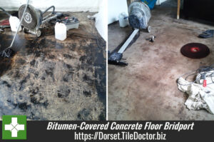 Bitumen removed from a Concrete floor in Bridport