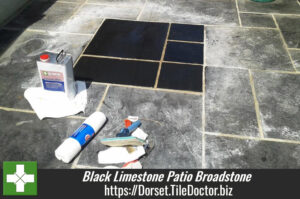 Cleaning and Sealing A Black Limestone Patio in Broadstone, Dorset