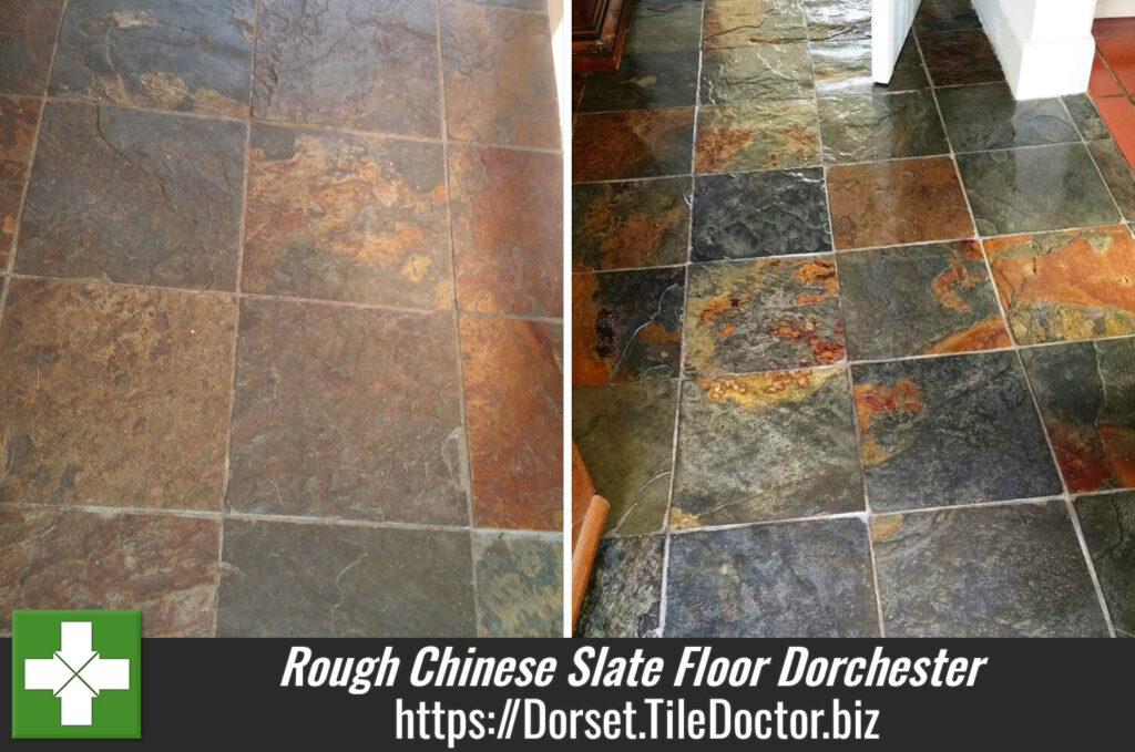 Cleaning and Sealing Rough Chinese Slate Floor Tiles in Dorchester