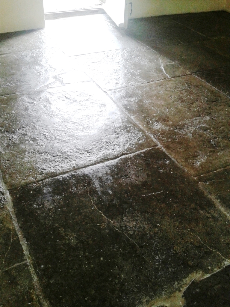 Portland Limestone Tiled Floor After Sealing Weymouth