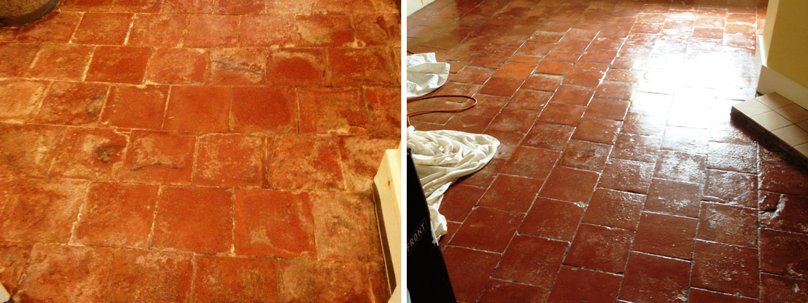 200 year old Quarry Tiled Floor Restored in Milton Abbas
